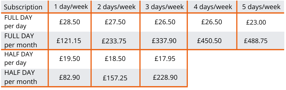 daycare pricing for website