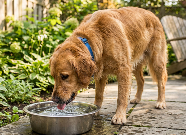 dog drinking water