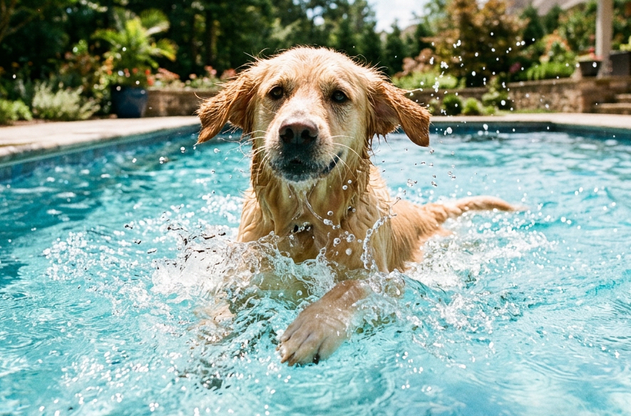 dog swimming